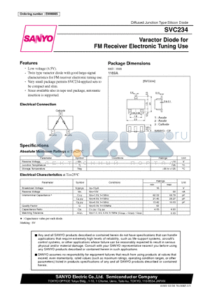 SVC234 datasheet - Varactor Diode for FM Receiver Electronic Tuning Use