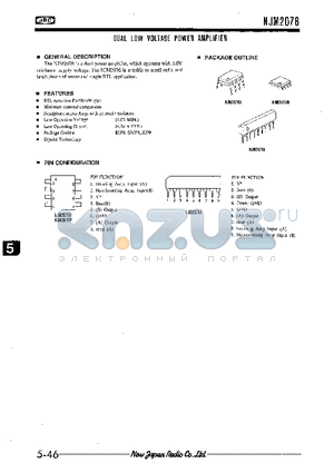 NJM2076S datasheet - DUAL LOW VOLTAGE POWER AMPLIFIER