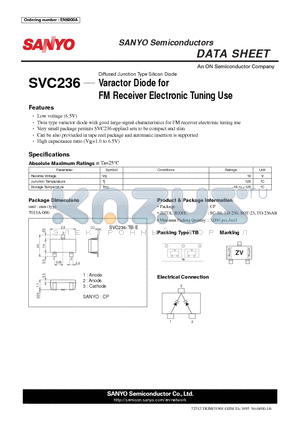 SVC236 datasheet - Varactor Diode for FM Receiver Electronic Tuning Use