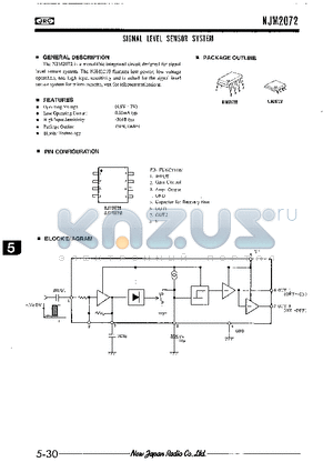 NJM2072D datasheet - SIGNAL LEVEL SENSOR SYSTEM