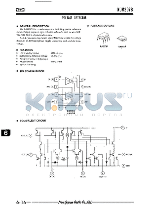 NJM2078 datasheet - VOLTAGE DETECTOR