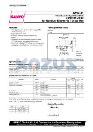 SVC341 datasheet - Varactor Diode for Receiver Electronic Tuning Use