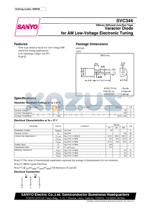 SVC344 datasheet - Varactor Diode for AM Low-Voltage Electronic Tuning