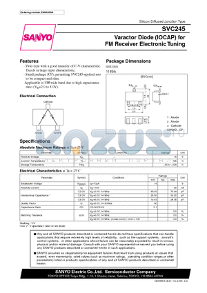SVC245 datasheet - Varactor Diode (IOCAP) for FM Receiver Electronic Tuning