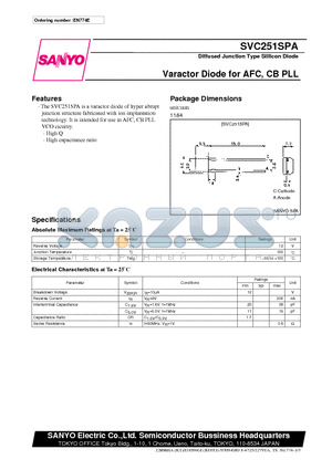 SVC251SPA datasheet - Varactor Diode for AFC, CB PLL