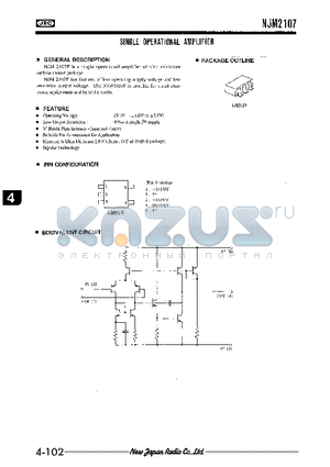 NJM2107F datasheet - SINGLE OPERATIONAL AMPLIFIER