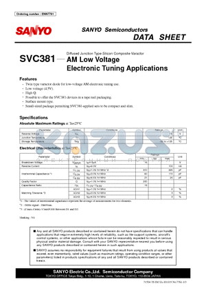 SVC381 datasheet - AM Low Voltage Electronic Tuning Applications