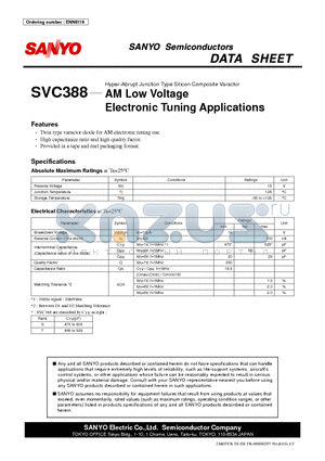 SVC388 datasheet - Hyper-Abrupt Junction Type Silicon Composite Varactor AM Low Voltage Electronic Tuning Applications