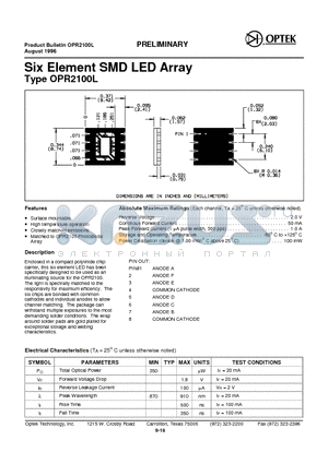 OPR2100L datasheet - Six Element SMD LED Array