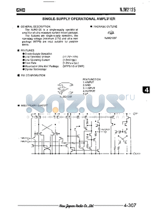 NJM2125 datasheet - SINGLE-SUPPLY OPERATIONAL AMPLIFIER