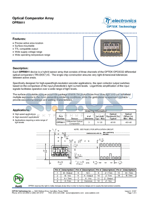 OPR5011_07 datasheet - Optical Comparator Array
