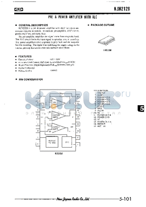 NJM2128M datasheet - PRE & POWER AMPLIFIER WITH ALC