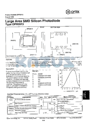 OPR5913 datasheet - Large Area SMD Silicon Photodiode