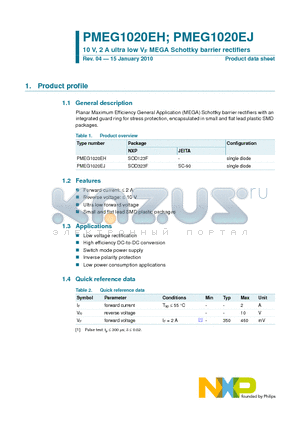 PMEG1020EJ datasheet - 10 V, 2 A ultra low VF MEGA Schottky barrier rectifiers