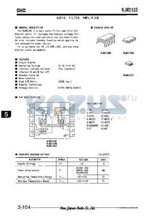 NJM2133M datasheet - AUDIO FILTER AMPLIFIER