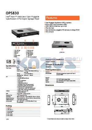 OPS830 datasheet - PCIe Mini Card