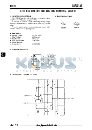 NJM2137M datasheet - ULTRA WIDE BAND, HIGH SLUE RATE DUAL OPERATIONAL AMPLIFIER