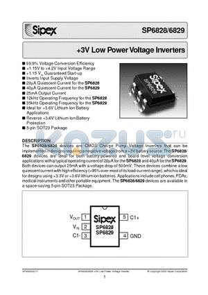 SP6828EK/TR datasheet - 3V Low Power Voltage Inverters