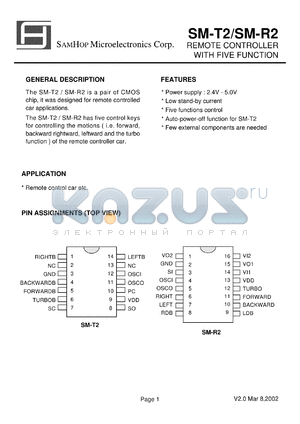 SM-R2 datasheet - REMOTE CONTROLLER WITH FIVE FUNCTION