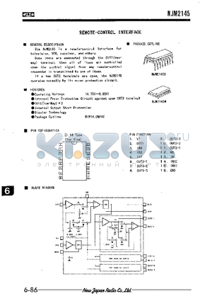 NJM2145M datasheet - REMOTE-CONTROL INTERFACE