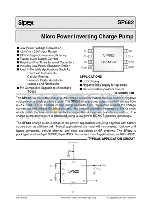 SP682CP datasheet - Ultra-Low Power Inverting Voltage Doubler