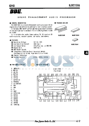 NJM2150AD datasheet - SOUND ENHANCEMENT AUDIO PROCESSOR