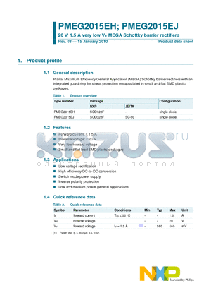 PMEG2015EH_10 datasheet - 20 V, 1.5 A very low VF MEGA Schottky barrier rectifiers