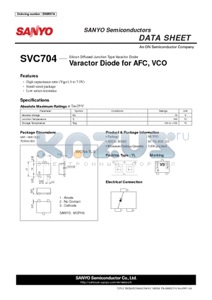 SVC704_09 datasheet - Silicon Diffused Junction Type Varactor Diode Varactor Diode for AFC, VCO