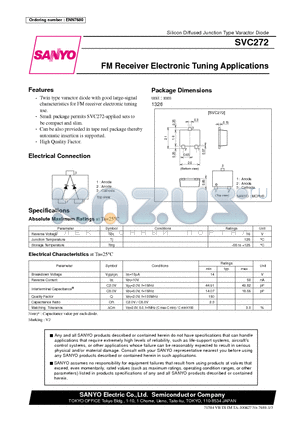 SVC272 datasheet - FM Receiver Electronic Tuning Applications