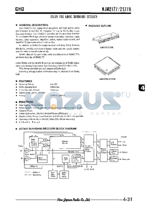 NJM2177AFB3 datasheet - DOLBY PRO LOGIC SURROUND DECODER