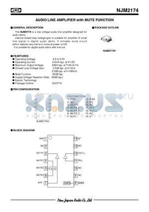 NJM2174V datasheet - AUDIO LINE AMPLIFIER with MUTE FUNCTION