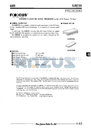 NJM2184 datasheet - SPEAKER ELEVATION AUDIO PROCESSOR with A/V Focus Filter