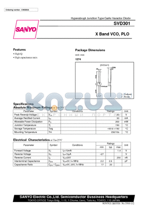 SVD301 datasheet - X Band VCO, PLO