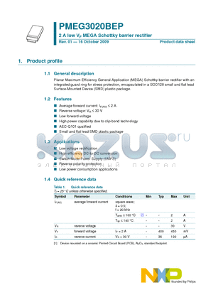 PMEG3020BEP datasheet - 2 A low VF MEGA Schottky barrier rectifier