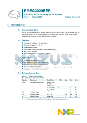 PMEG3020BER datasheet - 2 A low VF MEGA Schottky barrier rectifier