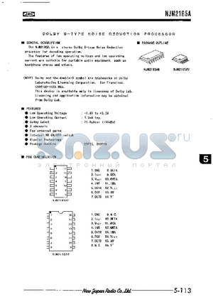 NJM2185AM datasheet - DOLBY B-TYPE NOISE REDUCTION PROCESSOR