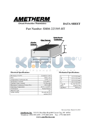 SM06223395-HT datasheet - Electrical Specifications: Mechanical Specifications: