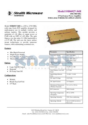SM06927-36H datasheet - 690-2700 MHz 4 Watt Linear Power Amplifier