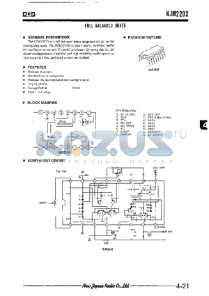 NJM2203 datasheet - FULL BALANCED MIXER