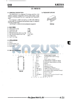 NJM2204A datasheet - LOG AMPLIFIER