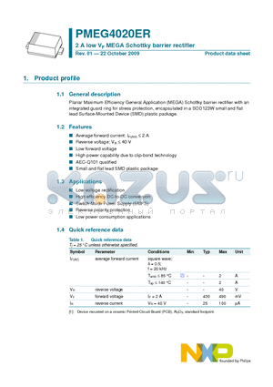 PMEG4020ER datasheet - 2 A low VF MEGA Schottky barrier rectifier