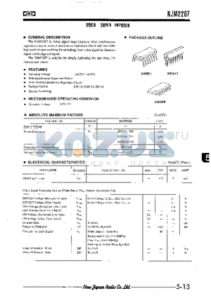 NJM2207 datasheet - VIDEO SUPER IMPOSER