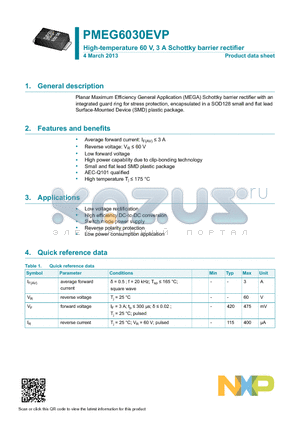 PMEG6030EVP datasheet - Low voltage rectification