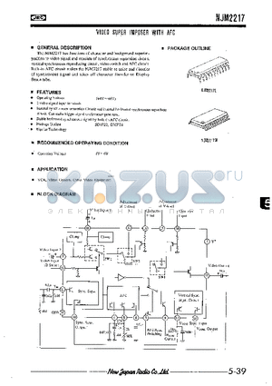 NJM2217 datasheet - VIDEO SUPER IMPOSER WITH AFC