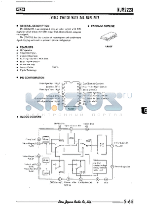 NJM2223 datasheet - VIDEO SWITCH WITH 8dB AMPLIFIER