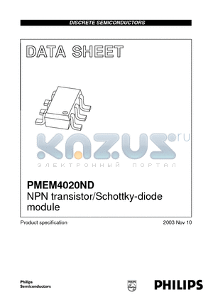 PMEM4020ND datasheet - NPN transistor/Schottky-diode module