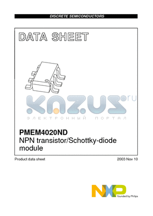 PMEM4020ND datasheet - NPN transistor/Schottky-diode module