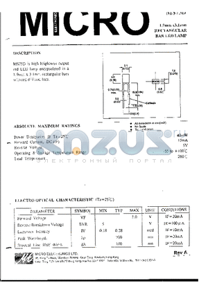 MS75 datasheet - 1.9mm x 3.1mm RECTANGULAR BAR LED LAMP