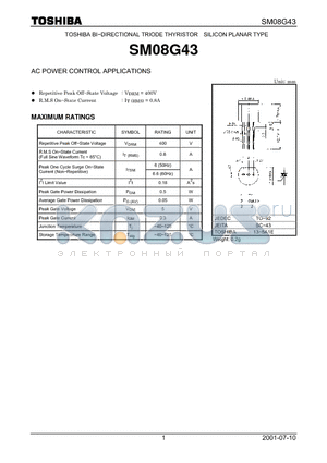 SM08G43 datasheet - AC POWER CONTROL APPLICATIONS