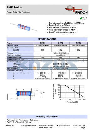 PMF1 datasheet - Power Metal Film Resistors